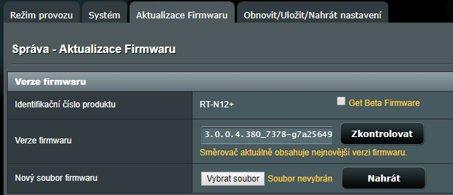 Aktualizace firmware z internetu