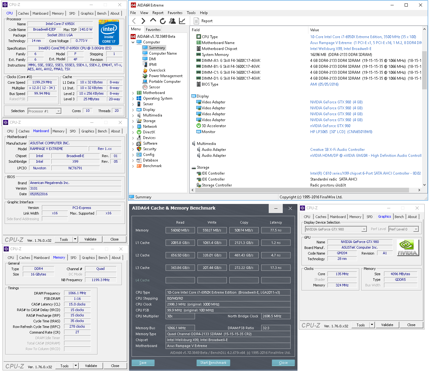 Základní deska Asus Rampage V Extreme + Core i7-6950X