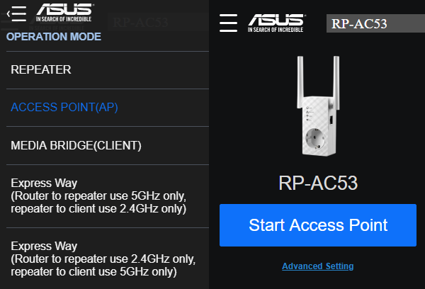 Asus AC53 jako AP