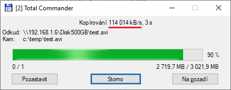 500 GB disk v NAS – čtení