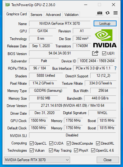 Test Palit GeForce RTX 3070 JetStream OC: poctivý chladič