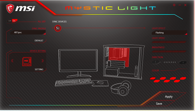  Aplikace na osvětlení Mystic Light