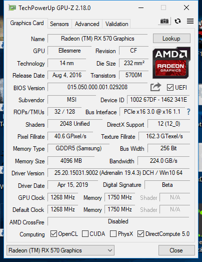 MSI Radeon RX 570 Armor 4G vs. GTX 1650 Gaming X