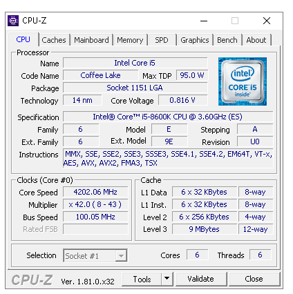 Core i5-8600K s taktem 4,3 GHz (Coffee Lake) v testu