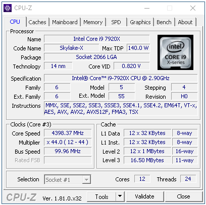 Intel Core i9-7920X: Dvanáct jader Skylake-X v testu