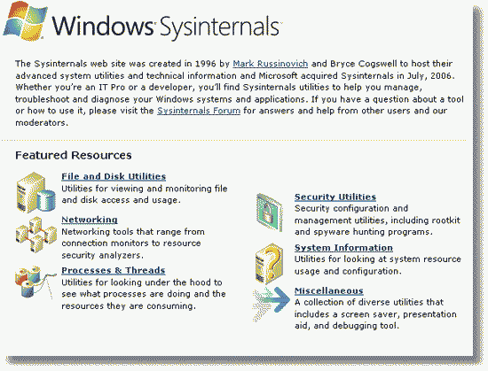 microsoft sysinternals suite for xp