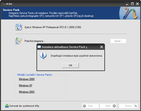 nLite: Instalace Windows XP SP3 na míru