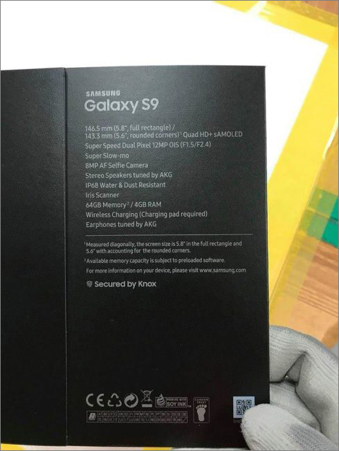 Prodejní balení Galaxy S9 odhaluje výbavu