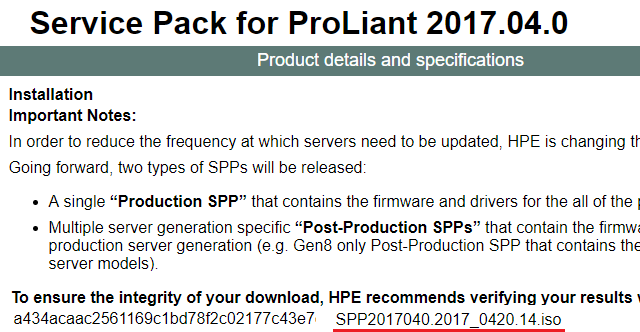 Seznam SPP (Service Pack for ProLiant)