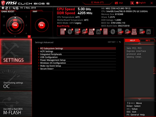 Intel Core i9–9900K a MSI MEG Z390 ACE v testu