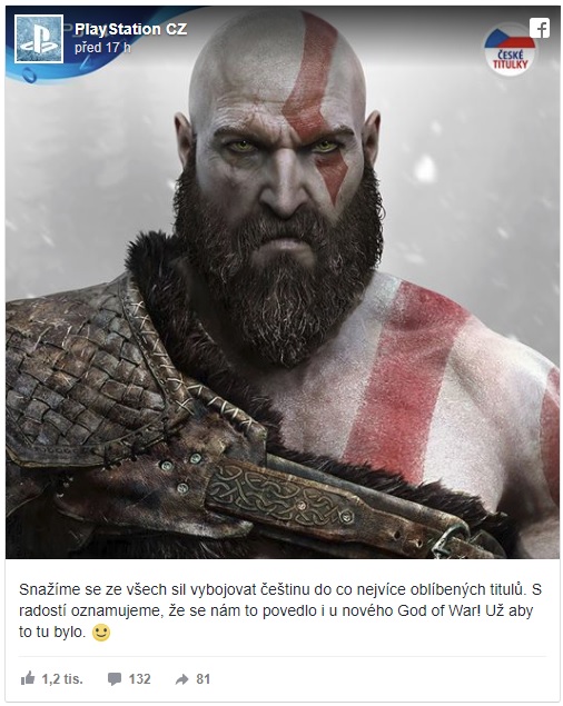 God of War pro PS4 dostane titulky