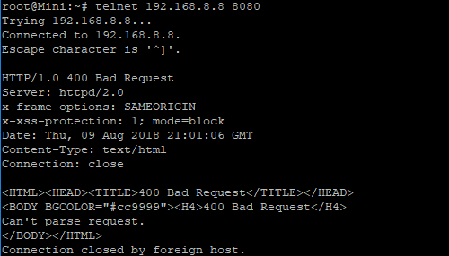 Telnet na port 8080 z VPS do VPN