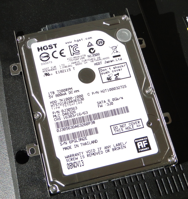 Klasický pevný disk 1TB od (HGST) Western Digital