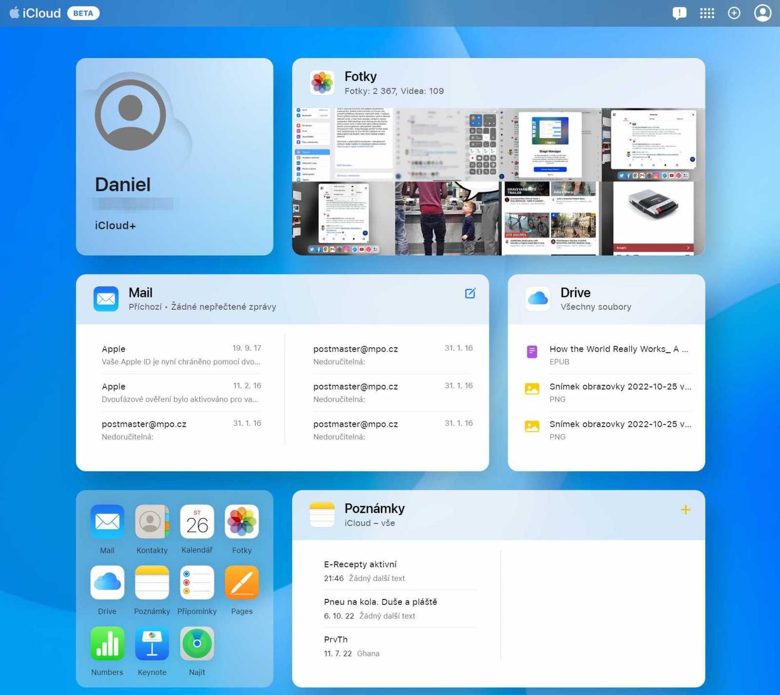 Apple má beta verzi webové podoby iCloudu.