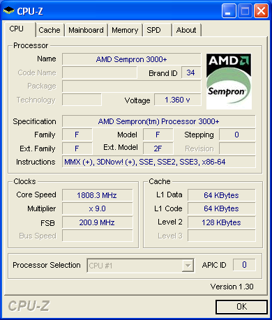 Test: AMD K8 Sempron 3000+ pro Socket 939