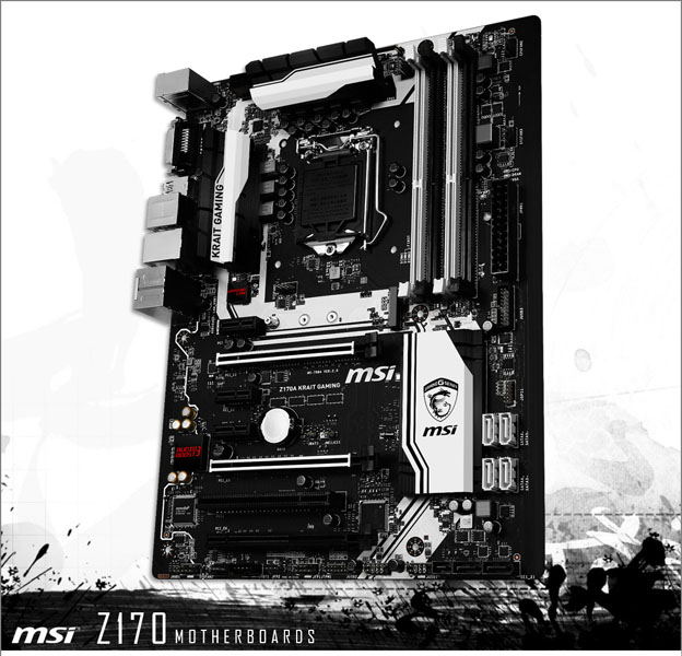 MSI láká prvními snímky na chystanou základní desku Z170 Krait Gaming v černobílém provedení