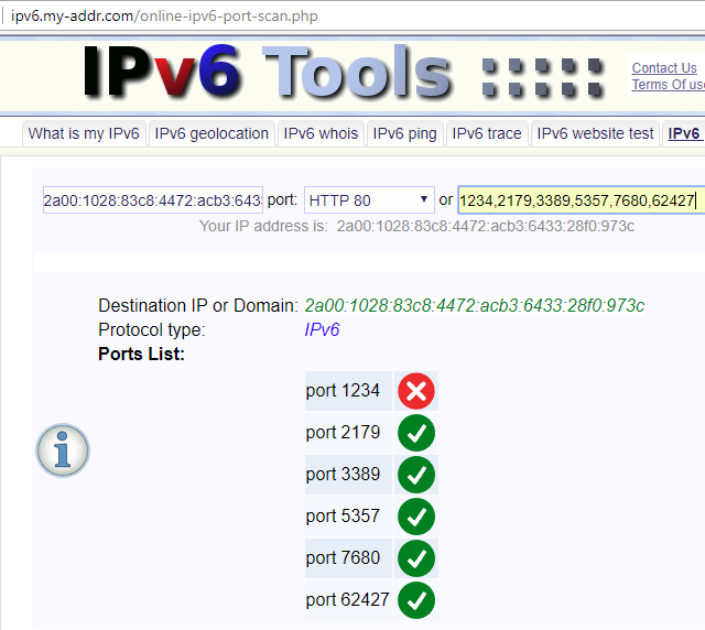 Online port scanner