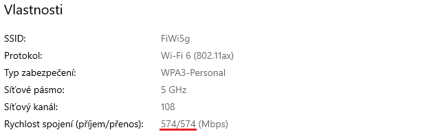 Wi-Fi6, 5 GHz, šířka kanálu 40 MHz