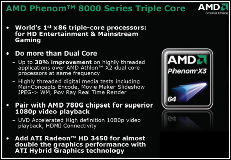 AMD Phenom X3 8750 - první tříjádrový procesor na trhu