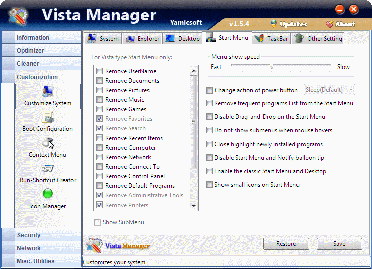 Vista Manager - mocný správce Windows