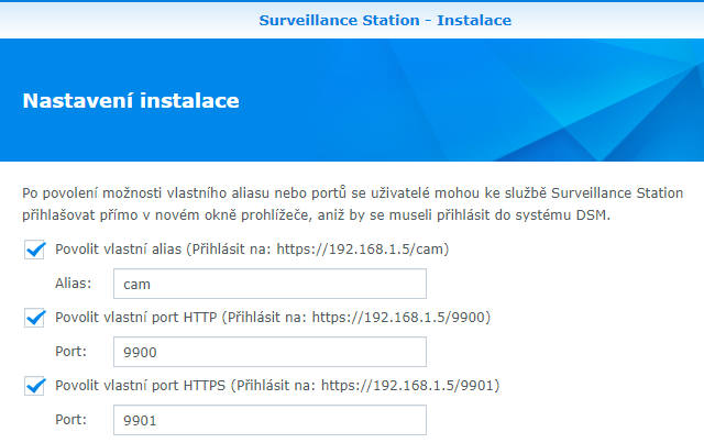 Instalace Surveillance Station