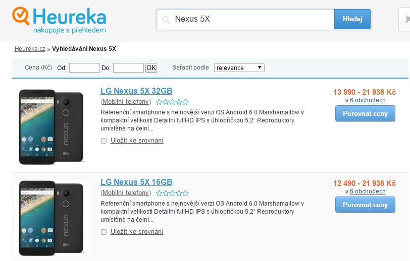  V českých e-shopech se objevil telefon Nexus 5X