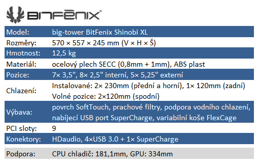 BitFenix Shinobi XL: funkční a elegantní velikán