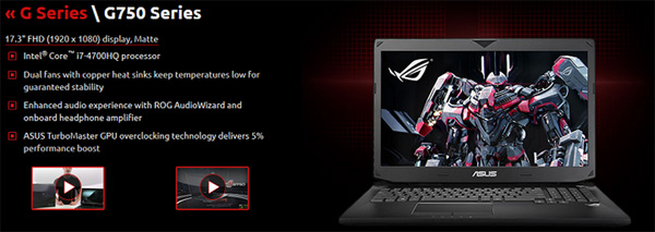 ASUS zahájil předprodej kompletní řady herních notebooků ROG G750 2014