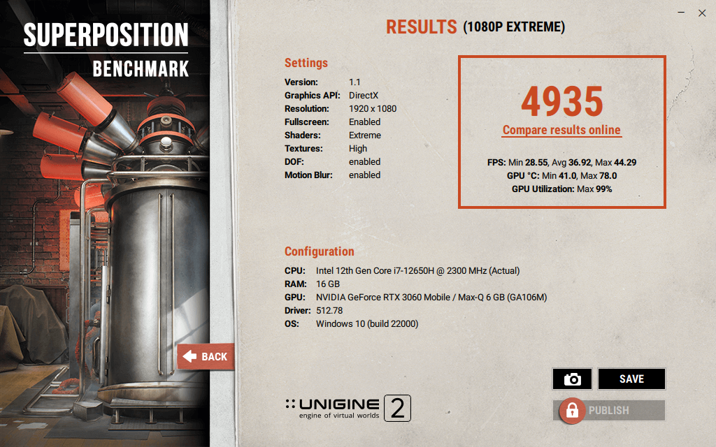 Test grafické karty v Superposition Benchmark.