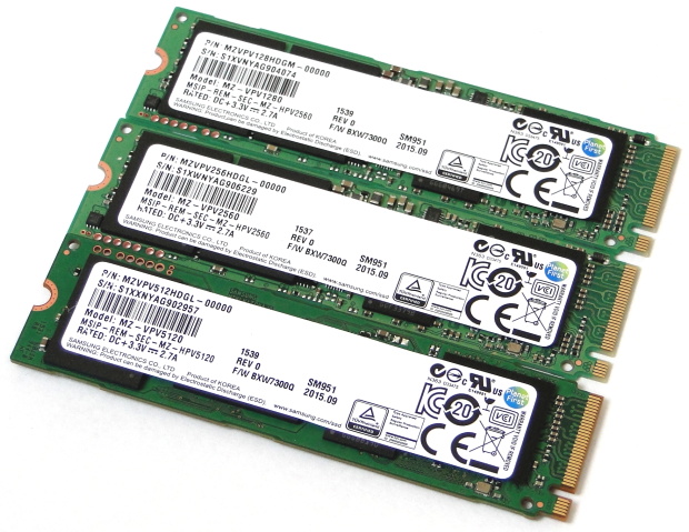 Nejrychlejší M.2 SSD disky - 3×  Samsung SM951 NVMe