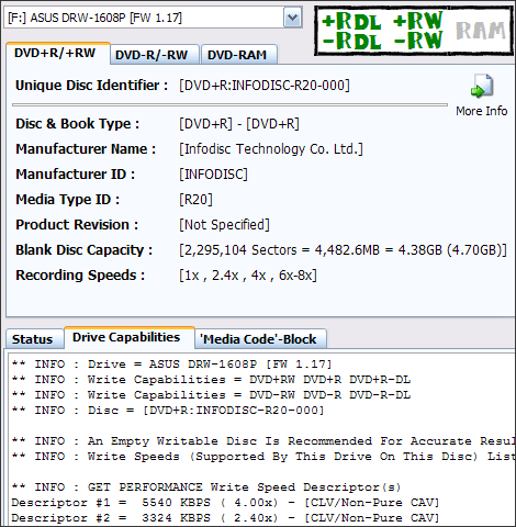 ASUS DRW-1608P, pálíme DVD+R DL rychlostí 6x