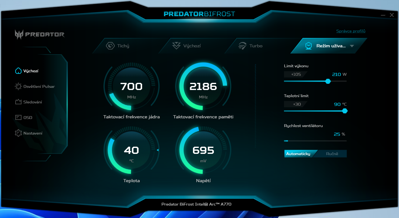 Acer Predator BiFrost Intel Arc A770 OC: 16 GB paměti za devět tisíc