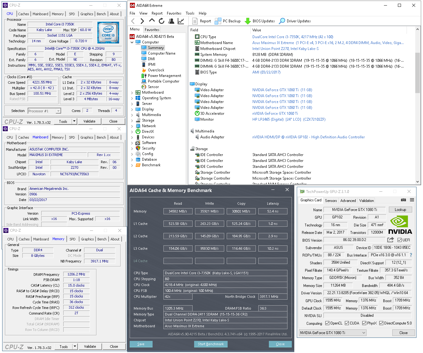 Deska Asus Maximus IX Extreme + Core i3-7350K