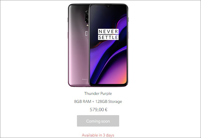 Do prodeje míří fialové OnePlus 6T