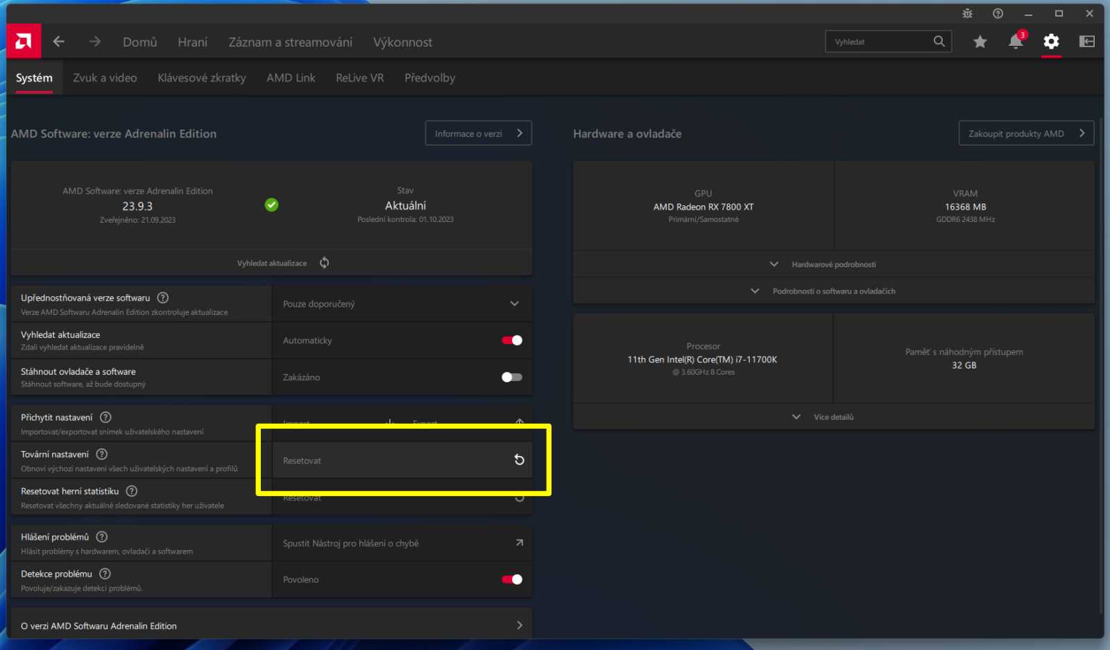 AMD Software: Reset nebo změna nastavení sráží výkon některých Radeonů RX 7000 (a co s tím)