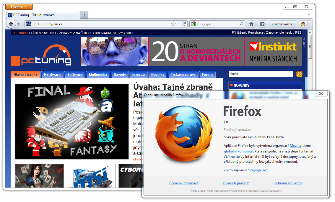 Vyzkoušejte Firefox 7 beta, je rychlejší a využívá méně paměti