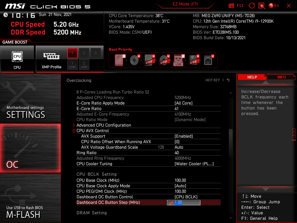 MSI Z690 MEG Unify: Taktujeme CPU a paměti na desce MSI