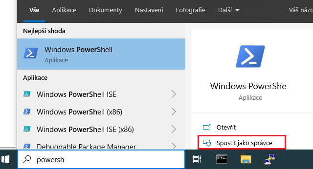 Spuštění PowerShell