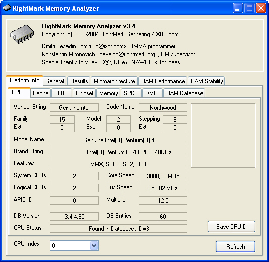 RightMark Memory Analyzer v3.45