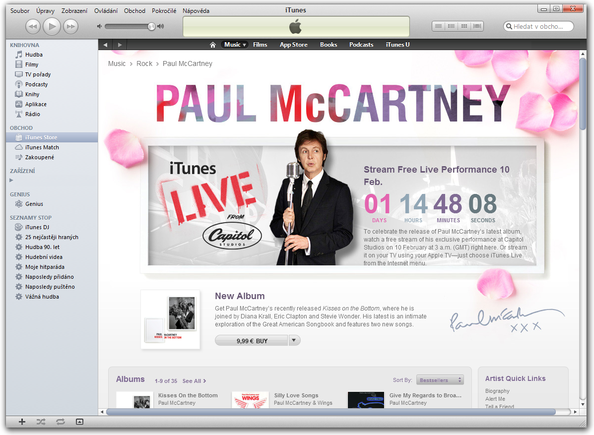 Apple bude vysílat živý koncert Paula McCartneyho v iTunes