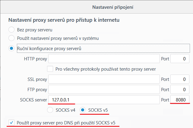 Firefox – nastavení Proxy