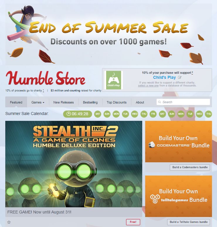 Letní výprodej na Humble Bundle nabízí i hru zdarma