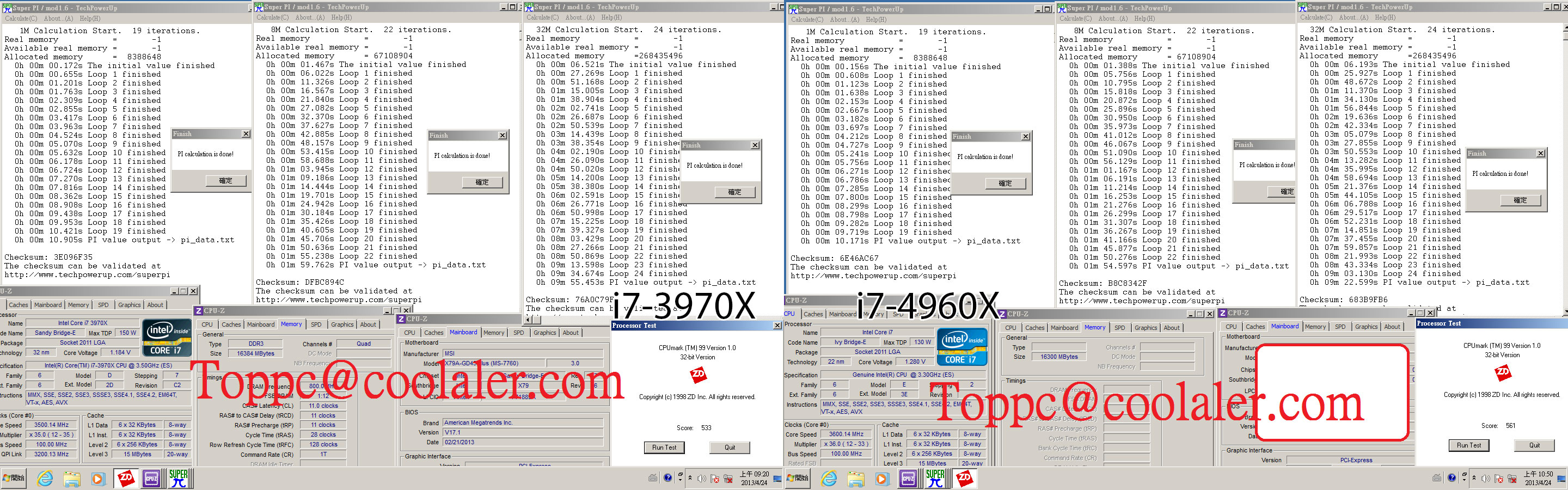 Intel Core i7-4960X "Ivy Bridge-E":  zhruba o  10% rychlejší než i7-3970X