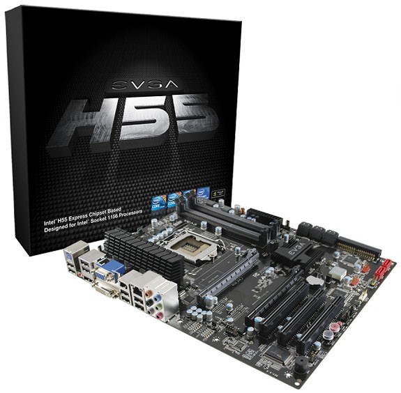 Desky s čipsetem H55 a H57 od EVGA v černém provedení