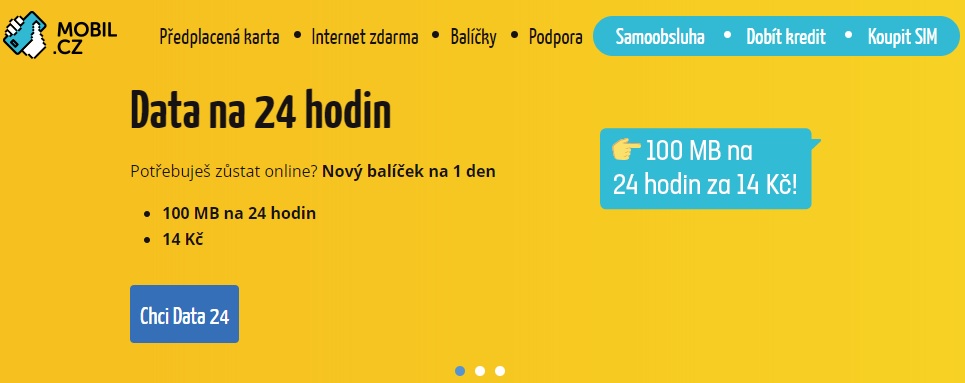 MOBIL.CZ v lednu nabízí balíček Data 24 s bonusem 40 MB