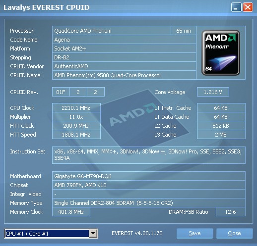 AMD Phenom 9500 - procesor platformy AMD Spider