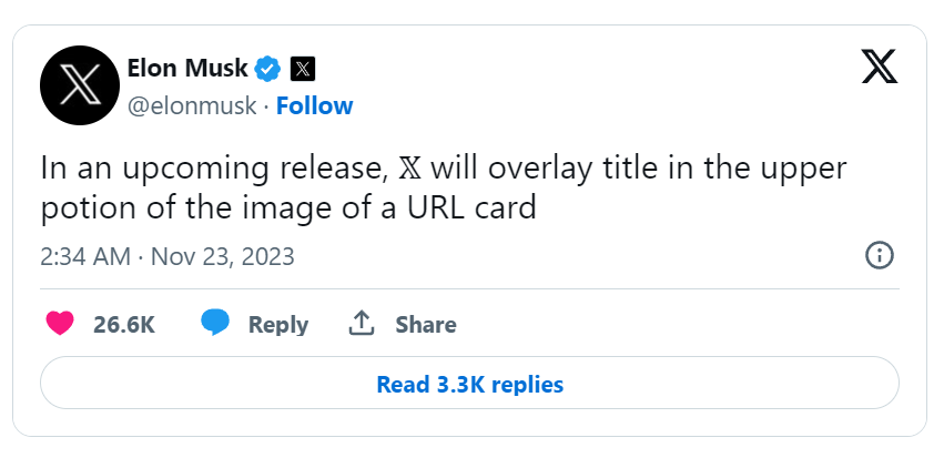 Elon Musk říká, že X začne opět zobrazovat náhled titulků odkazů