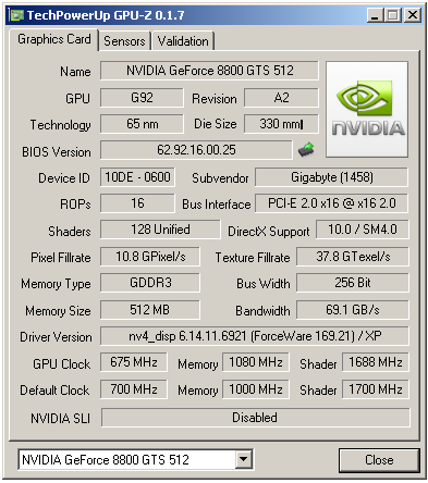 Nástin výkonu GeForce 9800 GTS a 9800 GTX pomocí přetaktované GeForce 8800 GTS