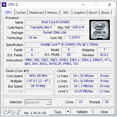 Intel Core i9-10900X: Deset jader na taktu 4,9 GHz