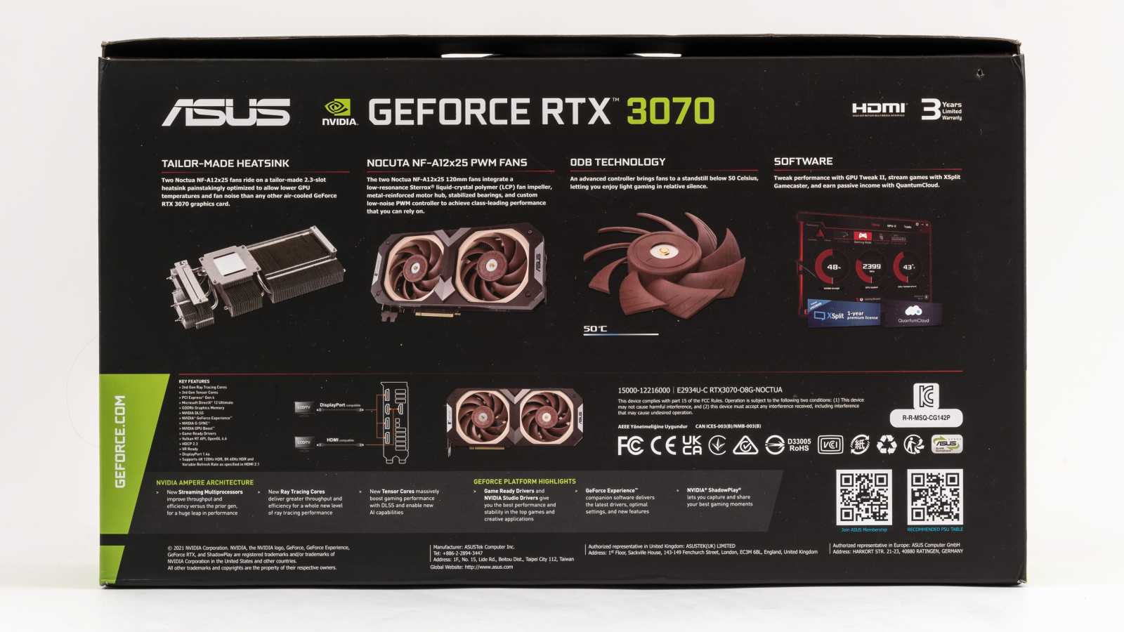 Asus GeForce RTX 3070 Noctua OC Edition 8GB: Chladič, který už nevylepšíte